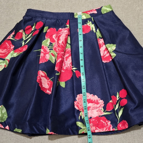 SEQUIN HEARTS Floral Pleated Mini Skirt in Blue Red Pink Juniors Size 5 - Picture 12 of 13